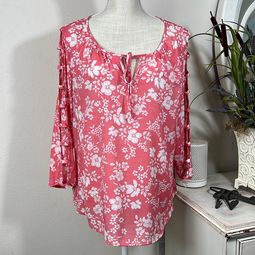 Como Blu L Pink/White Floral Blouse